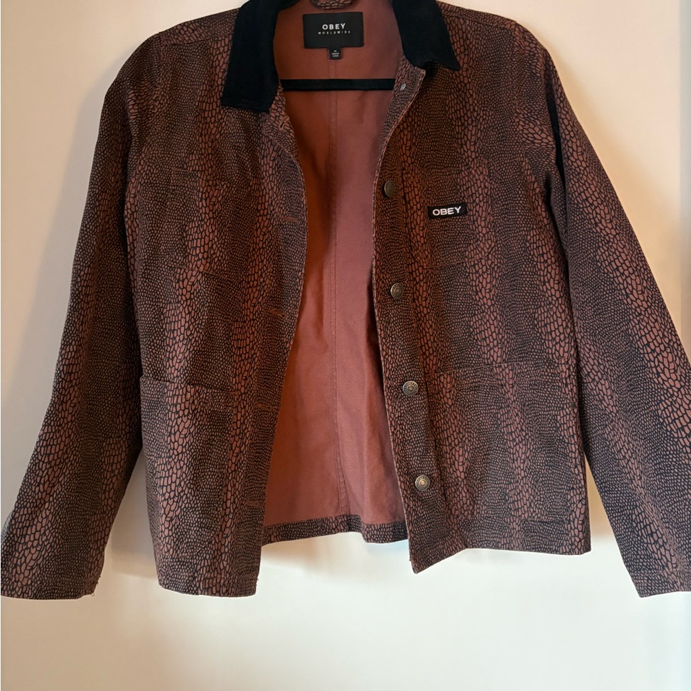 Obey Rust and Black Textured Coach Jacket